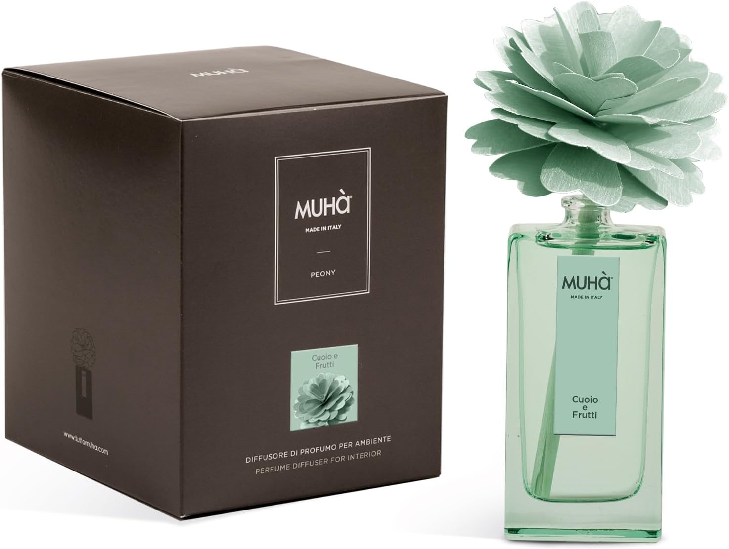 Muhà - profumatore d'ambiente peonia diffuser - cuoio e frutti 50ml