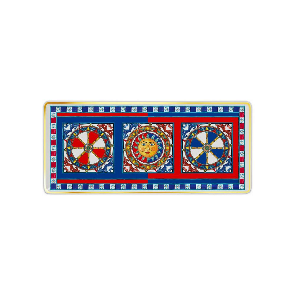 Baci Milano - Vassoio Gourmet in Porcellana Rettangolare Sole Mio 29x10cm