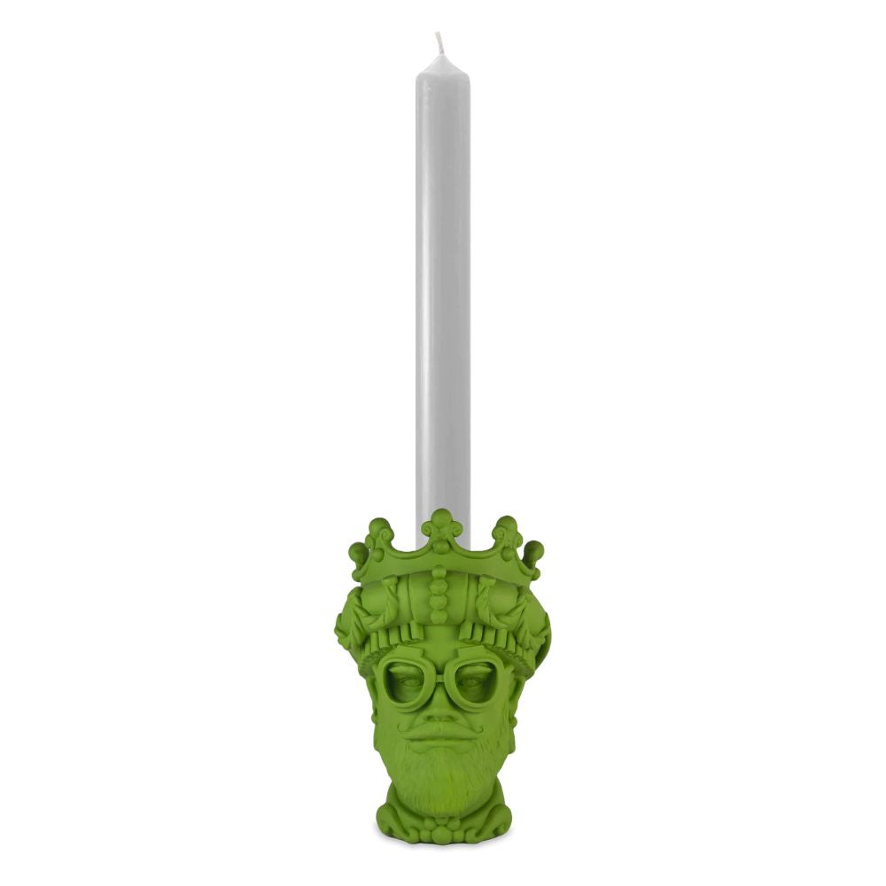 Baci Milano - Portacandela con candela in poliresina Sagrada Familia Hipster Verde 12cm