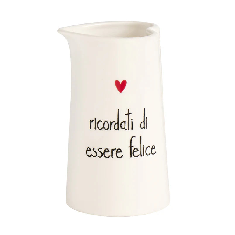 Simple day -  lattiera in gres ricordati di essere felice h13cm 32cl