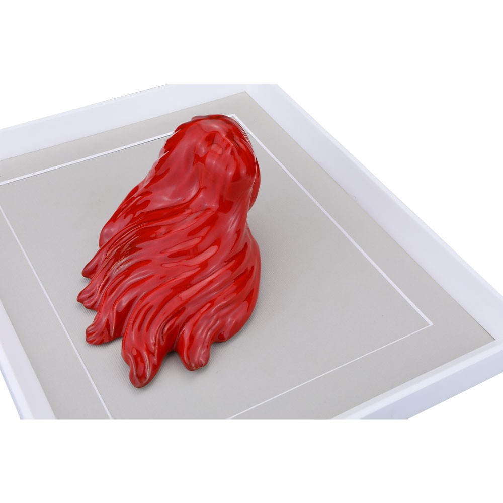 Macrì - Scultura Quadro la Bella 'Mbriana Rossa con Cornice in porcellana 27x32cm