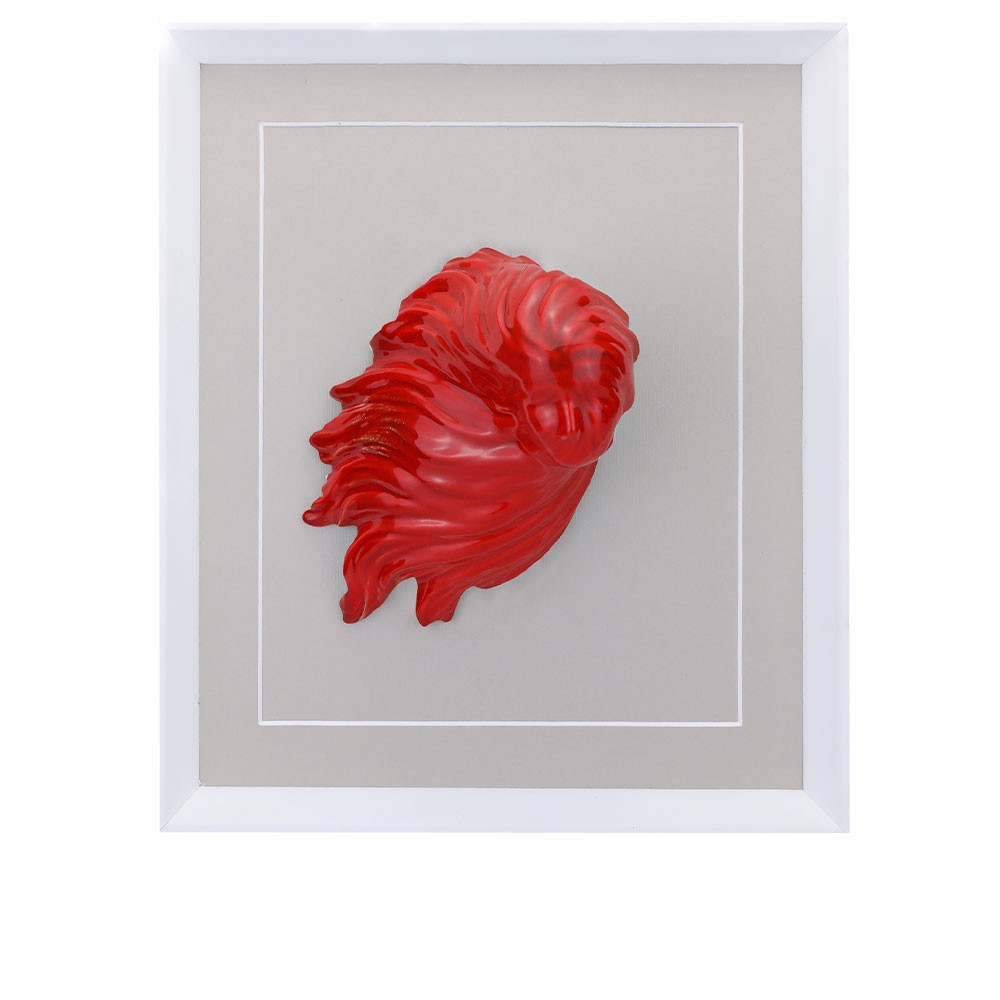 Macrì - Scultura Quadro la Bella 'Mbriana Rossa con Cornice in porcellana 27x32cm