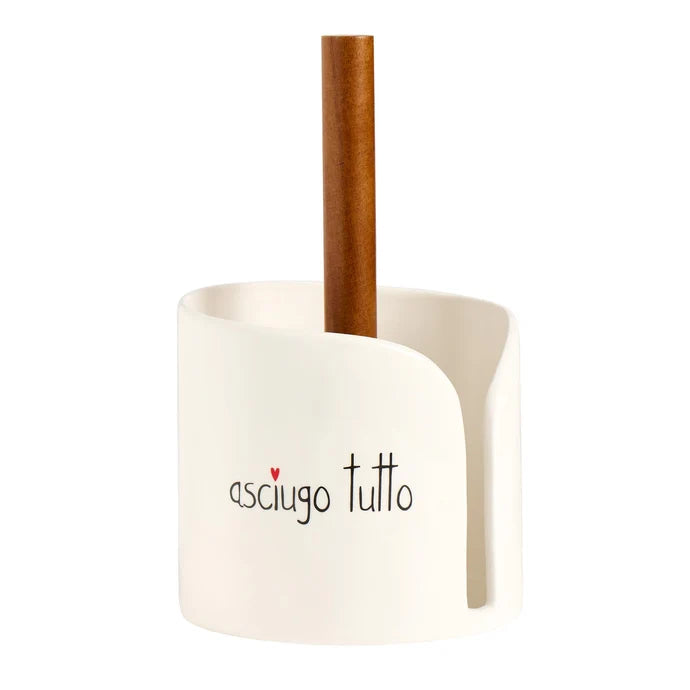 Simple day -  Portarotolo da cucina in gres Asciugo tutto dia.15.5 x H26.5 cm