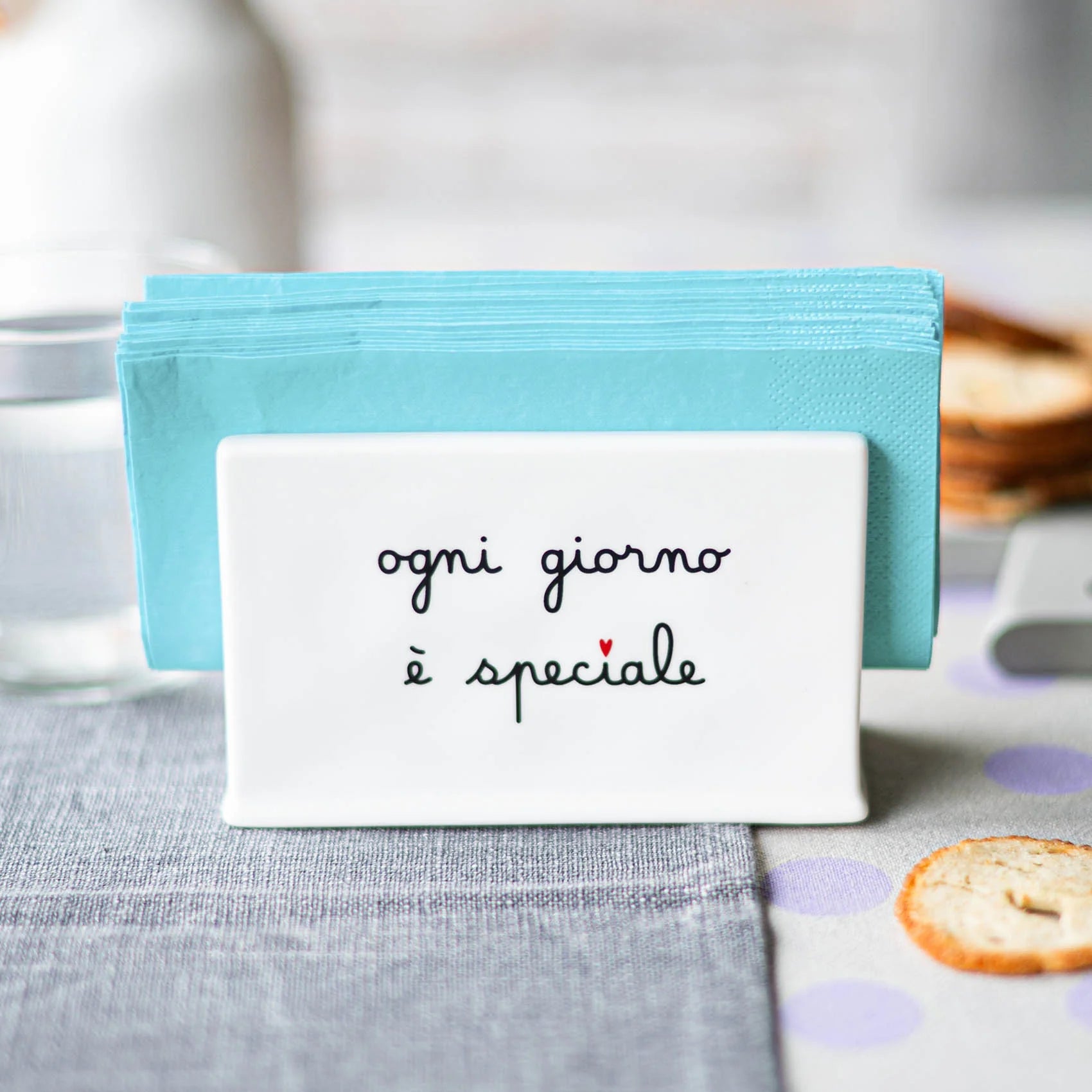 Simple day -  Portatovaglioli in gres Ogni giorno è speciale 12.8x13.2x8.2 cm