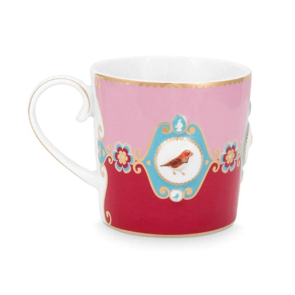 Pip Studio - Tazza Love Birds piccola in porcellana rossa/rosa 150ml