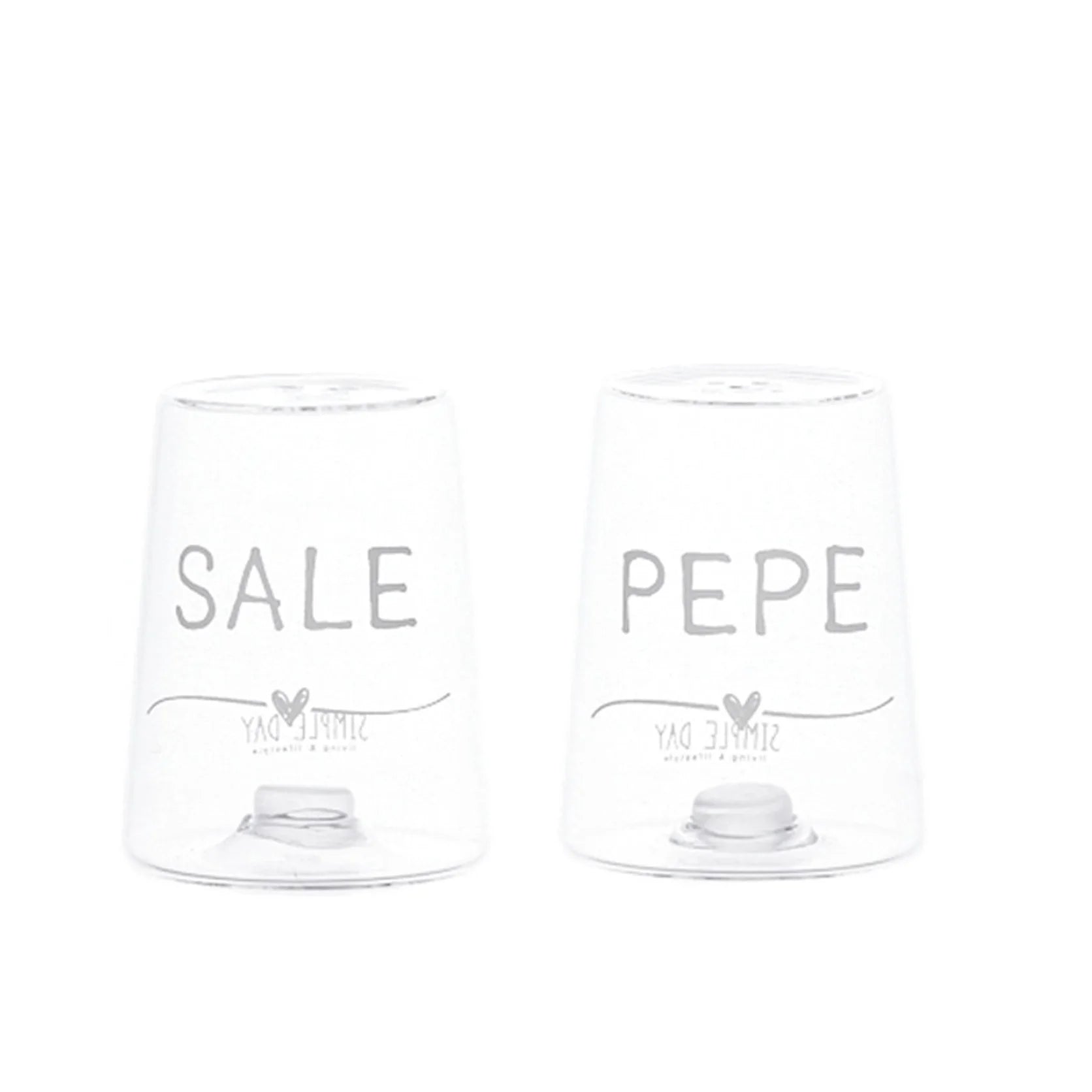 Simple day - Sale e pepe in vetro decoro "Sale" e "Pepe" Cuore bianco 6 x 7,5 cm