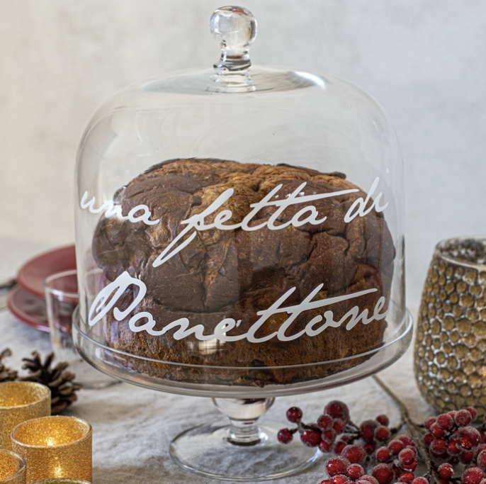 Simple day -  campana in vetro decoro Una fetta di panettone 24.5 cm