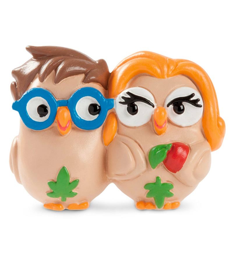 Egan - Goofi Adamo ed Eva statuetta gufo in ceramica 10x7cm