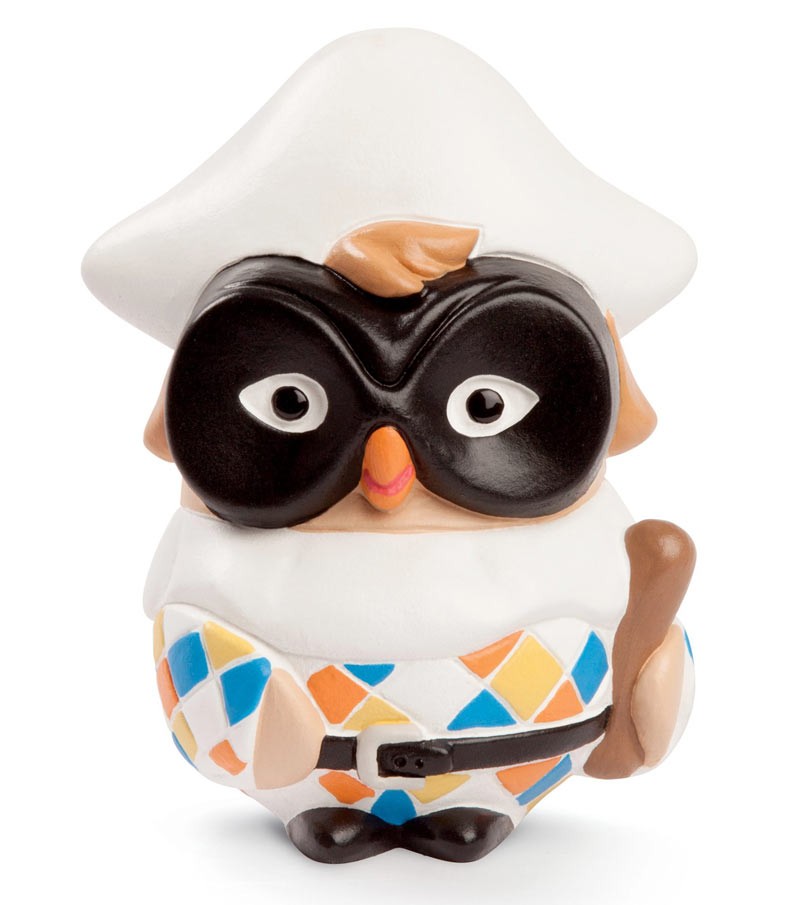 Egan - Goofi Arlecchino statuetta gufo in ceramica 8x10cm