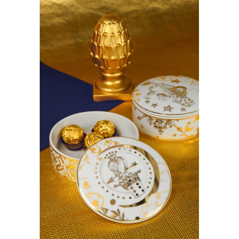 Baci Milano - scatola portaoggetti gufo in porcellana Kosmo 13 cm
