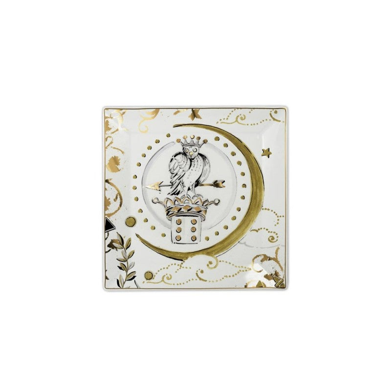 Baci Milano - svuotatasche quadrato gufo mini in porcellana  Kosmo  15x15 cm