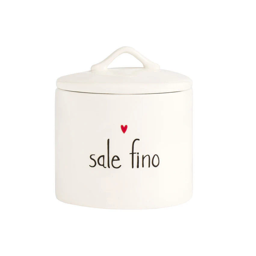 Simple day -  Barattolo in gres decoro Sale fino cuore 12x12,9cm