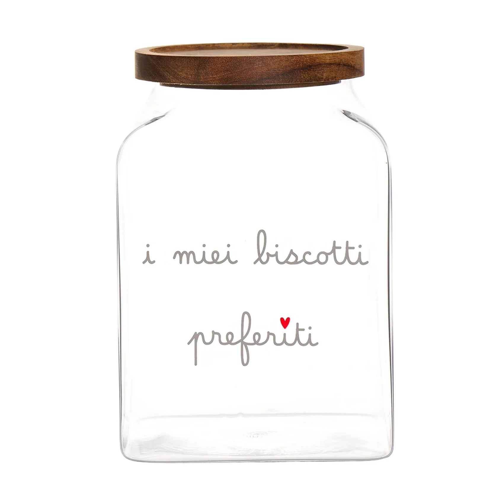 Simple day - Biscottiera  in vetro decoro I miei biscotti preferiti 15x15x22 cm