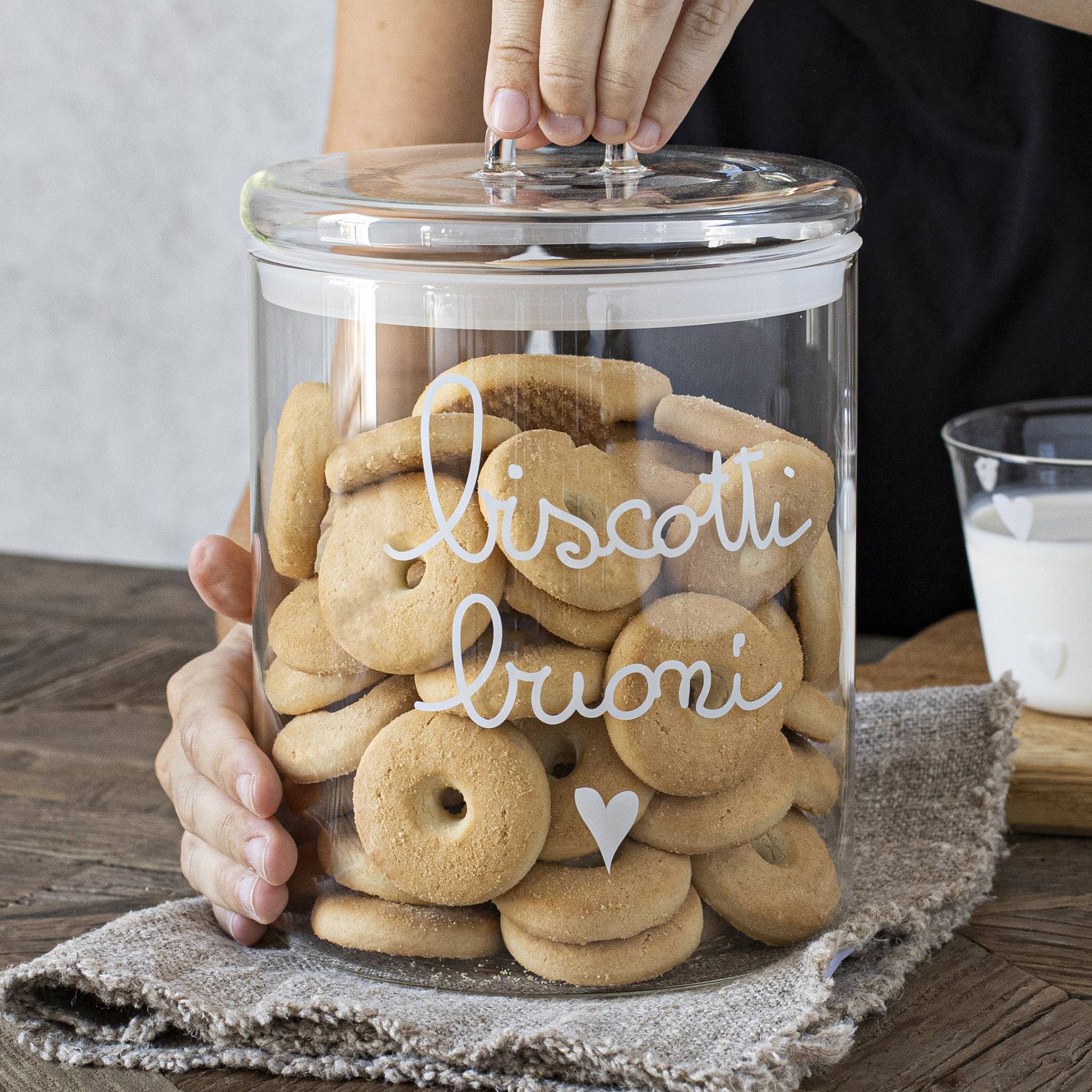 Simple day - barattolo in vetro biscotti buoni scritta bianca diametro 15 cm