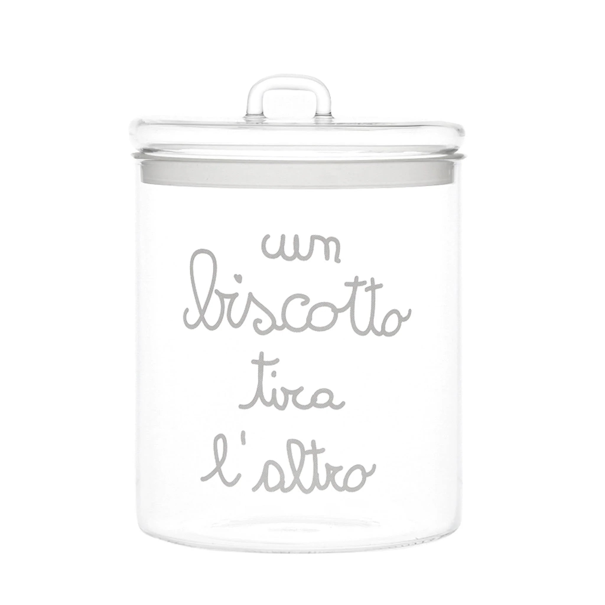 Simple day - Biscottiera in vetro decoro Un biscotto tira l'altro 15 cm