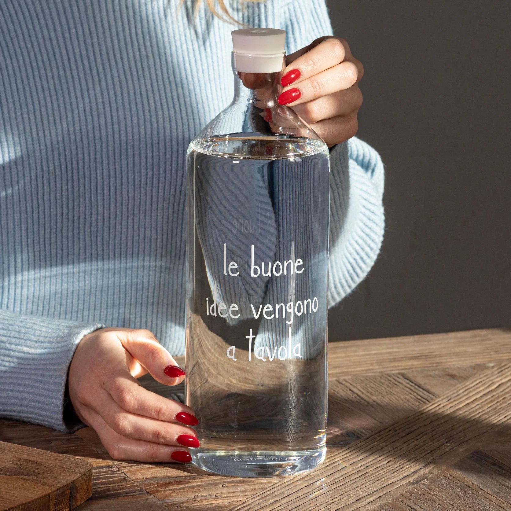 Simple day -  Bottiglia in vetro le buone idee vengono a tavola 1,4lt