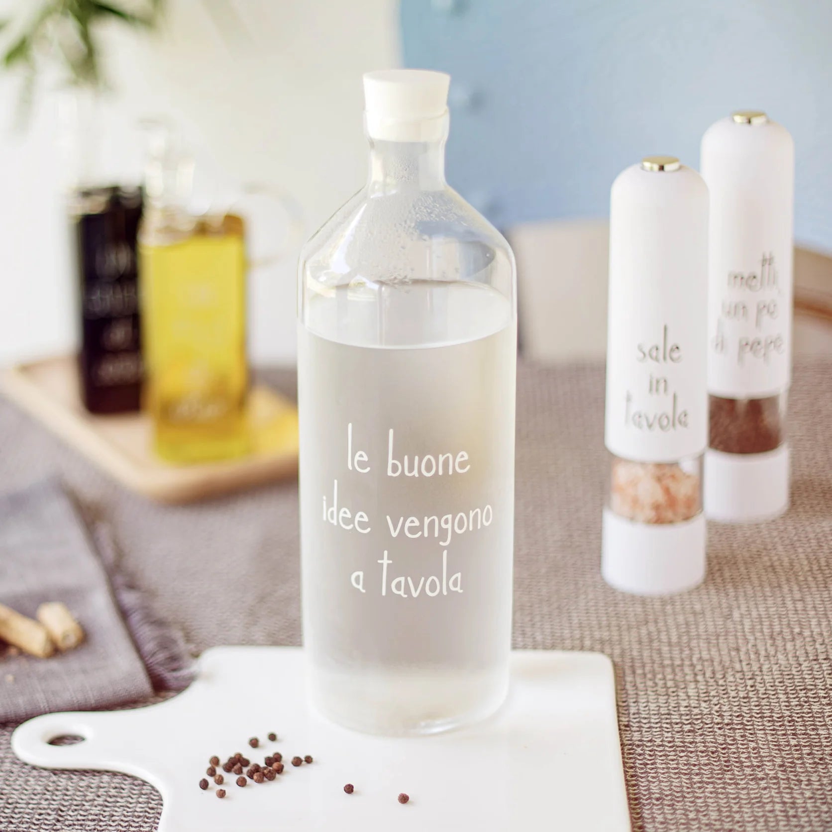 Simple day -  Bottiglia in vetro le buone idee vengono a tavola 1,4lt