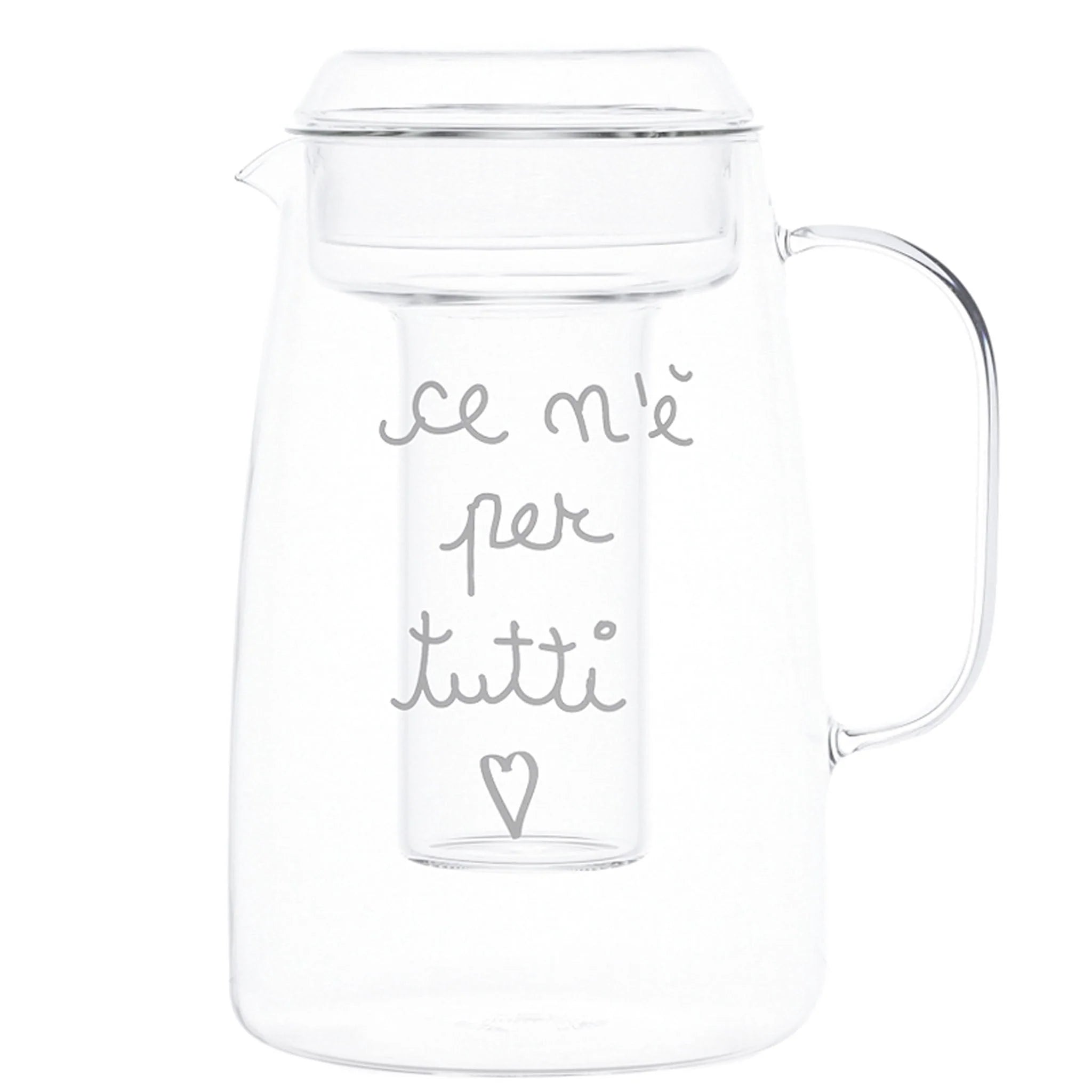 Simple day - Caraffa con portaghiaccio in vetro decoro Ce N'è Per Tutti 2 L