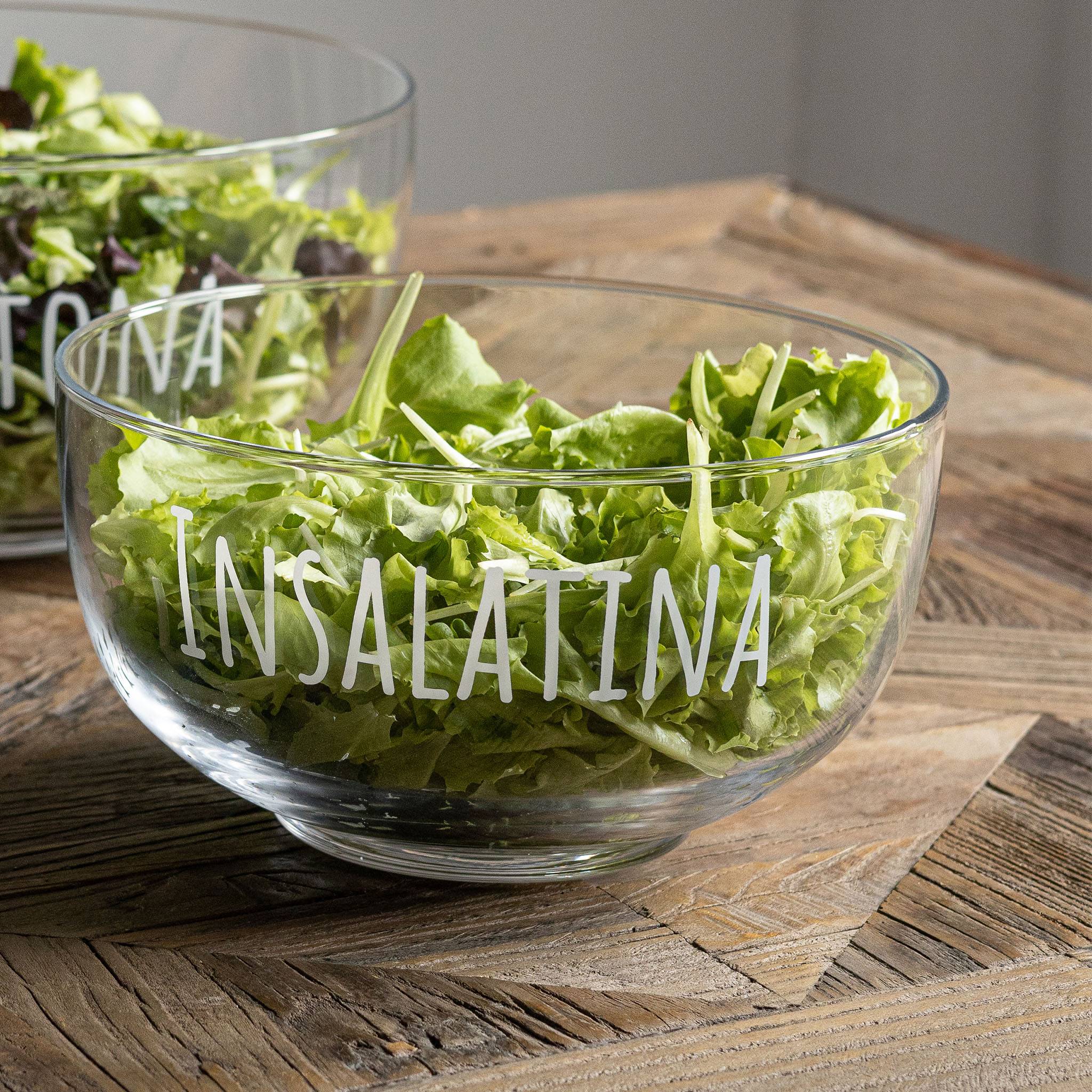 Simple day - insalatiera in vetro decoro Insalatina diam. 22 cm x h 12 cm
