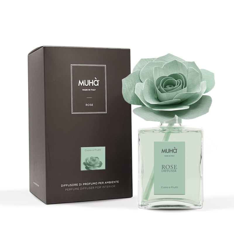 Muhà - profumatore d'ambiente rosa diffuser - cuoio e frutti 200ml
