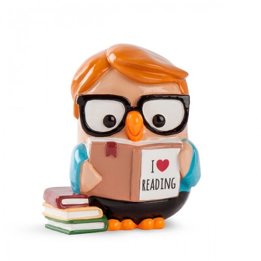 Egan - Goofi Salvadanaio I Love Reading statuetta gufo in ceramica 8x6cm