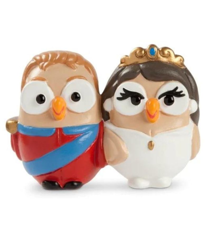 Egan - Goofi Principe e Principessa statuetta gufo in ceramica 10x7cm