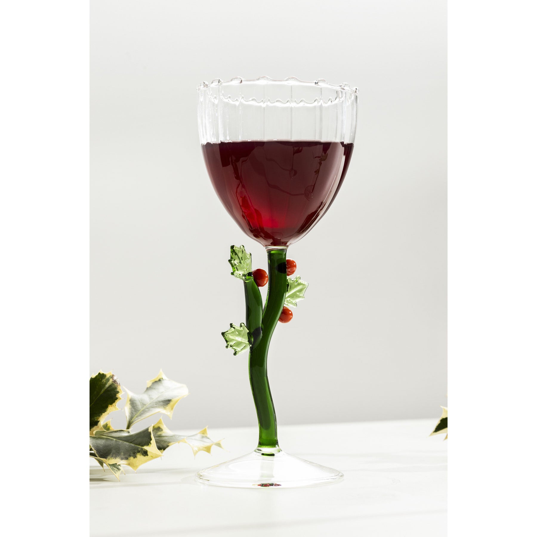 Ichendorf - Calice in vetro con agrifoglio versione natalizia Botanica