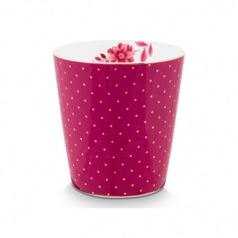 Pip Studio - Royal Dots tazza e piattino rosa scuro in porcellana 230 ml