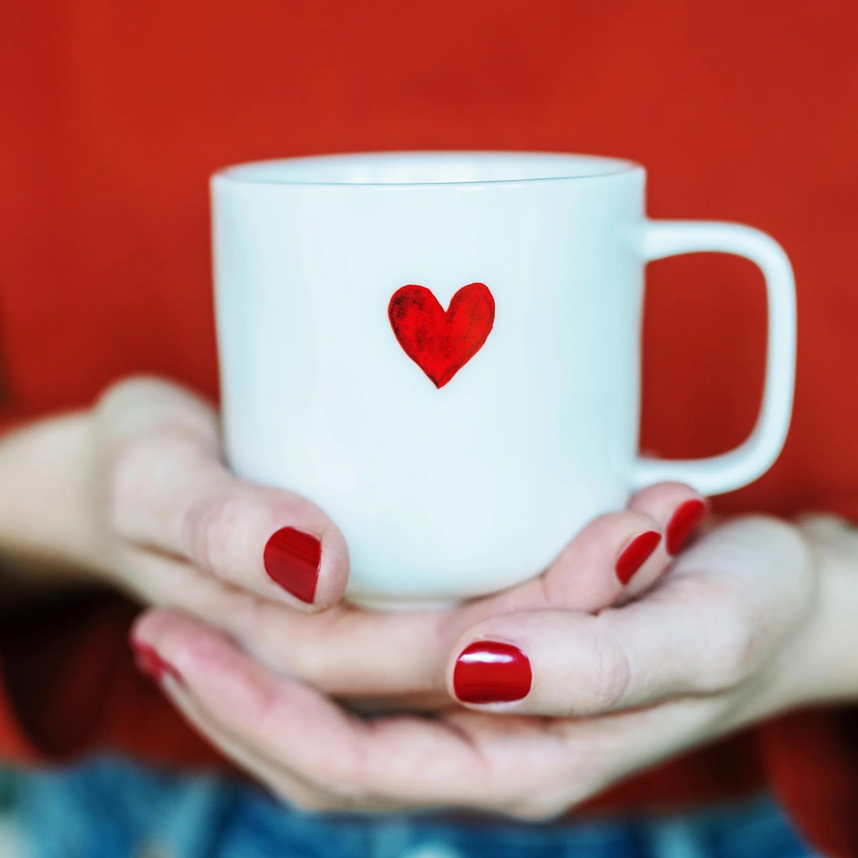 Simple day - Mug bianca in gres cuore rosso 400ml
