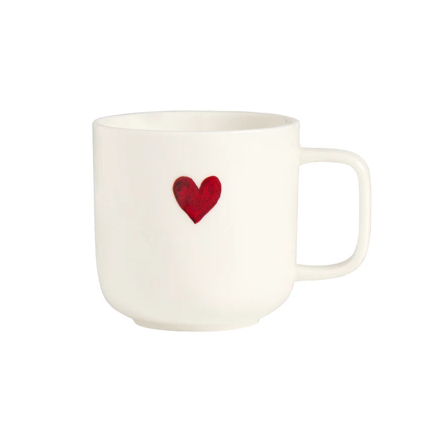 Simple day - Mug bianca in gres cuore rosso 400ml