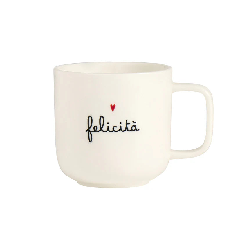 Simple day - Mug bianca in gres felicità 400ml