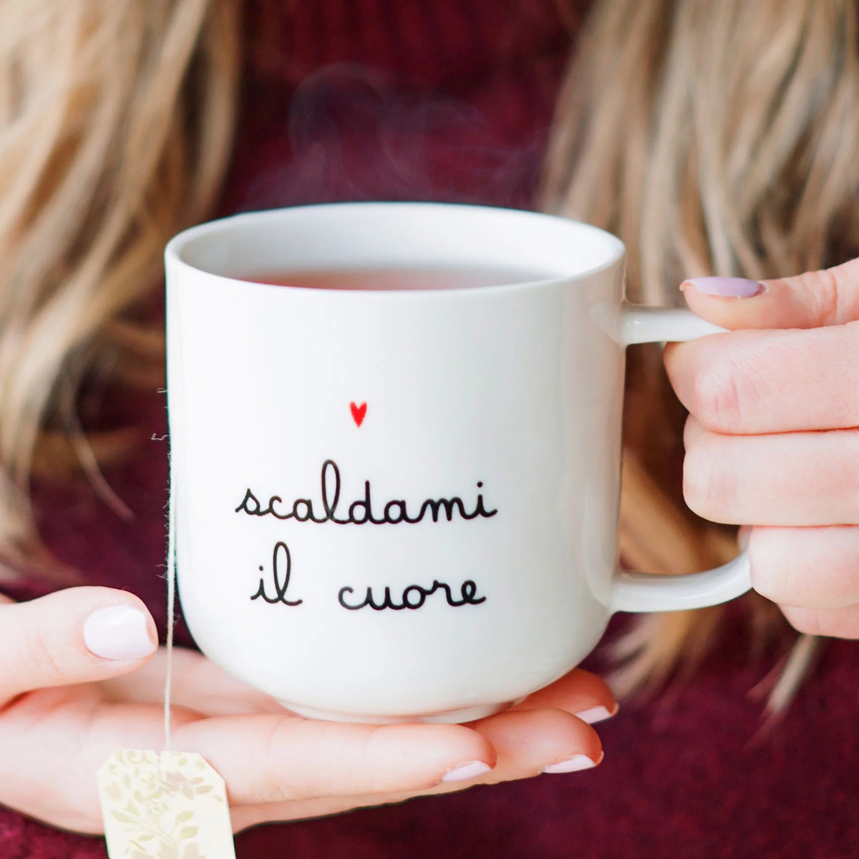 Simple day - Mug bianca in gres Scaldami il cuore 400ml