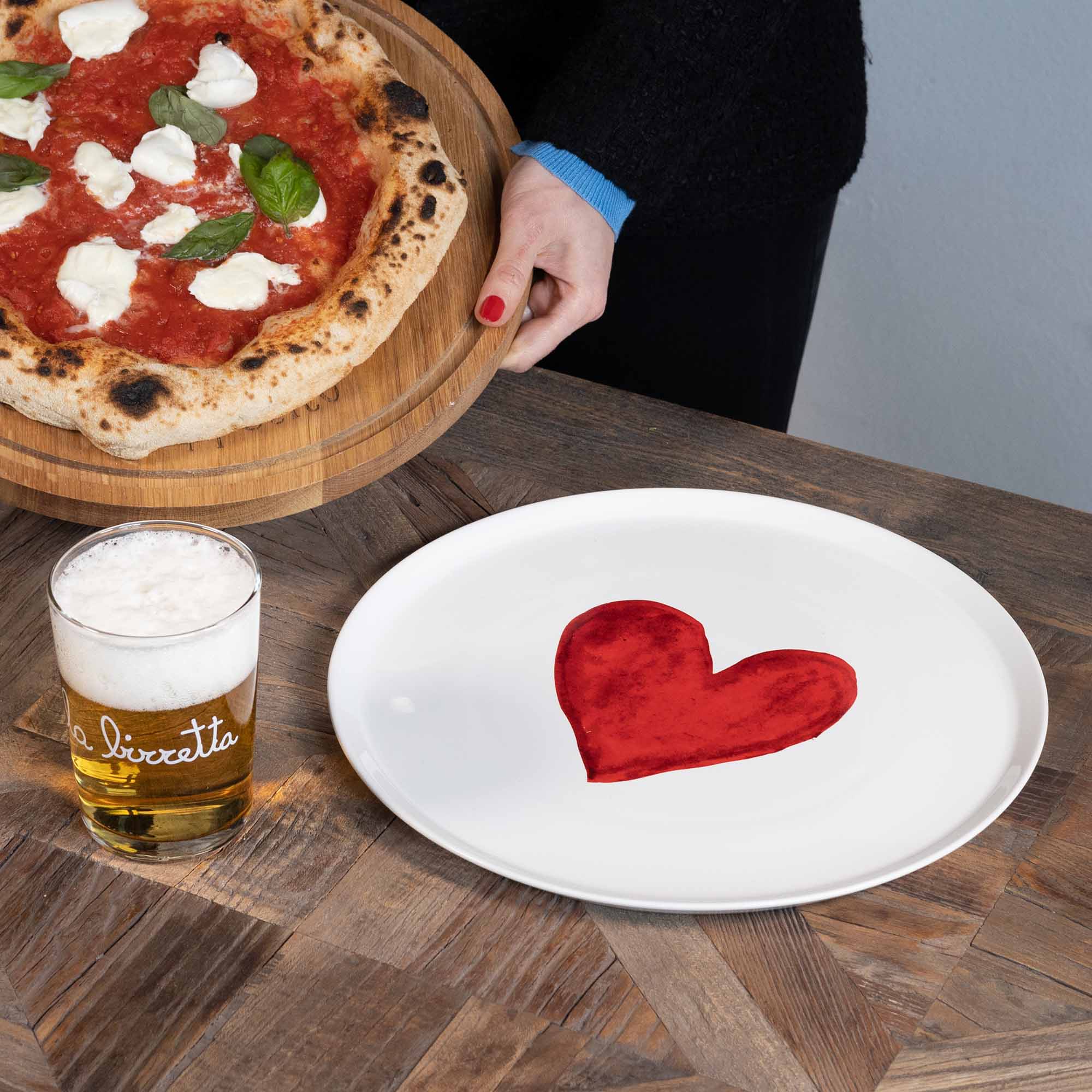 Simple day -  Piatto  in gres pizza Cuore acquerello 31,5cm