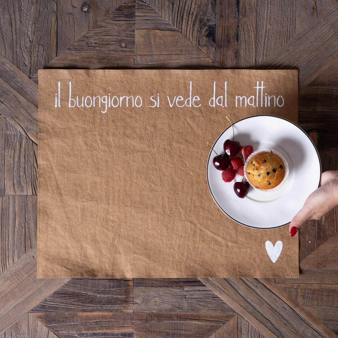 Simple day -  Tovaglietta in fibra Il buongiorno si vede dal mattino 36x45cm